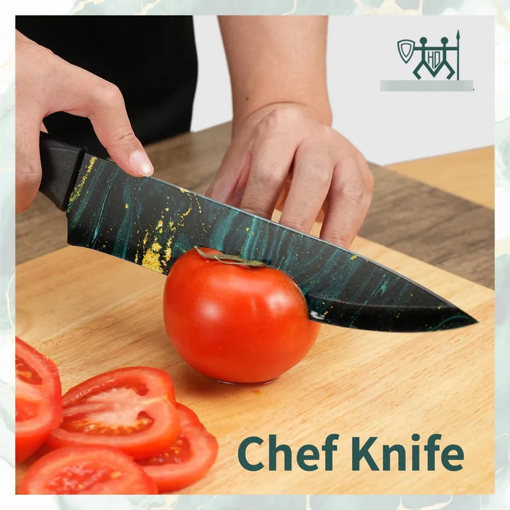 Juego De 12 Cuchillos De Cocina Coloridos Piedra Verde