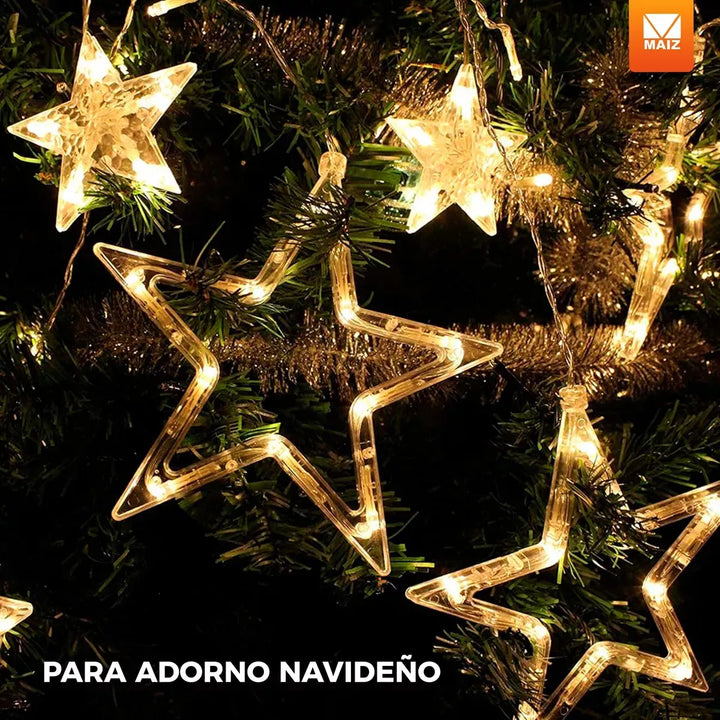 Extensión Luces Led Estrella X6 M Luz Navidad Amarilla Cálido