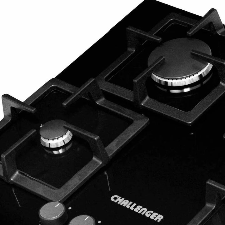 Estufa De Empotrar A Gas 4 Puestos Vidrio Templado 60 Cm Negro