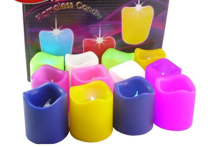 6 Velas Led Multicolor Pilas Navideñas Luz Rgb Iluminación