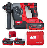 Drill Taladro Doble Mandril Inalámbrico 128v 2 Baterias - Rojo