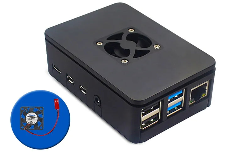 Caja O Case Para Raspberry Pi 4 B Negro Con Ventilador