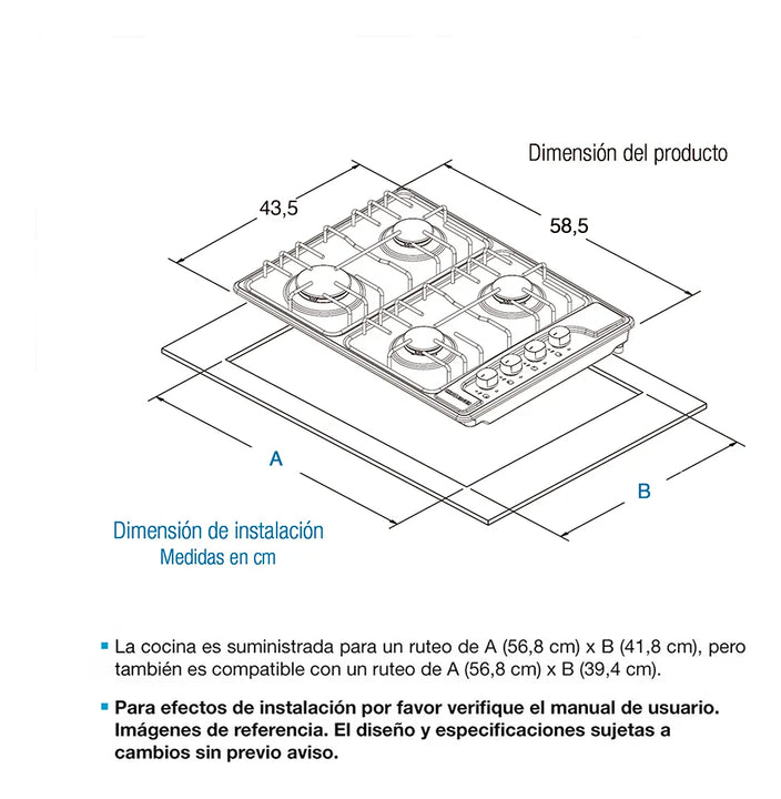Estufa 4 Puestos Challenger- Ref. Sp 6043 / Acero Inox