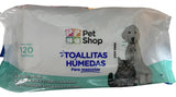 120 Pañitos Humedos Mascota Aloe Pet Shop Sin Irritacion No Aplica Unica