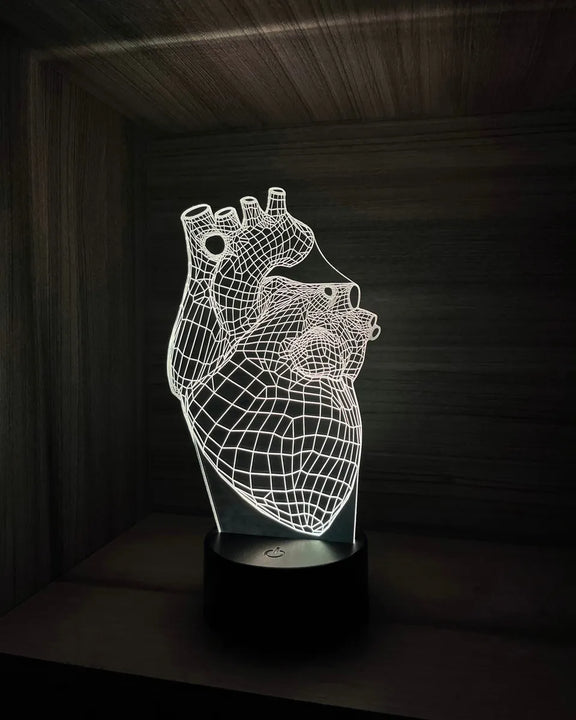 Lámpara Led 3d Corazón Humano Anatómico Decoración Regalo - Negra