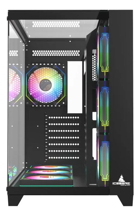 Chasis Gabinete Gamer Iceberg Crystal Cube Xl Negro X7 Fan Argb