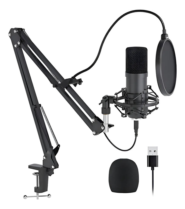 Micrófono Para Pc Condensador Profesional Usb Bm-65 Color Negro