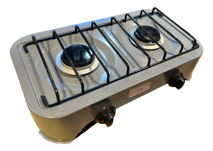 Estufa De 2 Puestos Gas Marca Omega, Garantia 1 Año, Esmalte Gris Oscuro