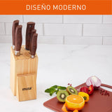 Bloque Cuchillos Imusa Talent Madera 4 Cuchillos + Afilador Color Marrón