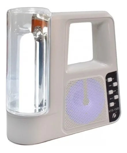 Parlante Linterna Bluetooth Recargable Radio Fm Usb Memoria Color Blanco