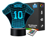 Lámpara Led Messi Camiseta Uniforme Fútbol Regalo Holograma Negra
