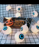 Guirnalda 10 Led Halloween Ojos Blanco Extension 2mt Pilas