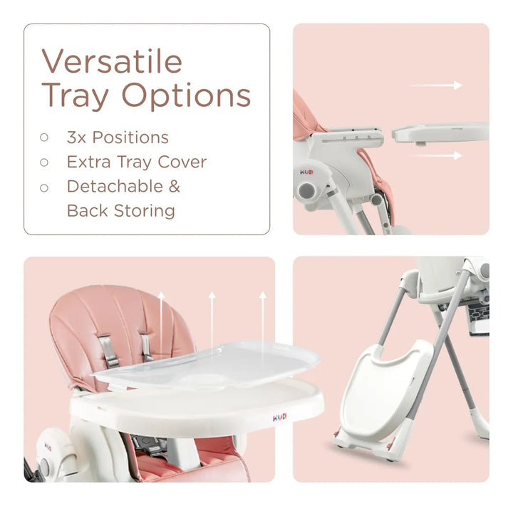 Silla Alta Plegable 3 En 1 Para Bebé 7 Alturas 4 Reclinables