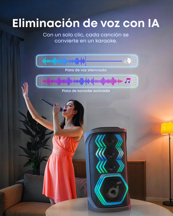 Parlante Bluetooth Soundcore Rave 3s Con 2 Microfonos 200w Color Negro