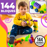 Combo 2 Sets de Armotodo x 72 Bloques C/U – 144 Piezas en Total, Colores Surtidos, Estimula Creatividad y Desarrollo Infantil, Incluye Tulas con Cremallera para Fácil Transporte