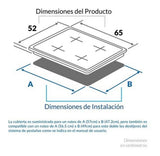 Estufa De Empotrar A Gas 4 Puestos Vidrio Templado 60 Cm Negro