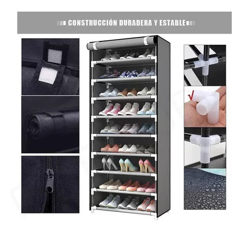 Zapatera Organizador Closet Zapatos 9 Niveles 27 Pares Tela