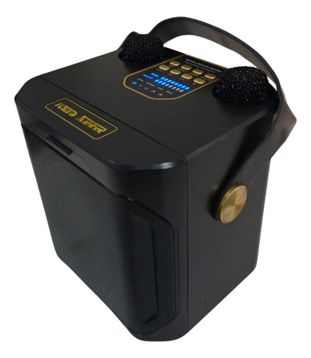 Parlante Portatil Bluetooth Karaoke 2 Micrófonos Inalámbrico Negro