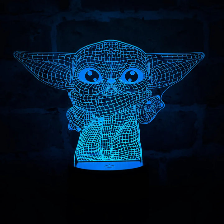 Lámpara Led 3d Star Wars Baby Yoda Grogu Holograma Regalo Negro