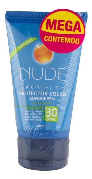 Protector Solar Nude Spf 30 En Crema Tubo 40 Ml 2 Unidades