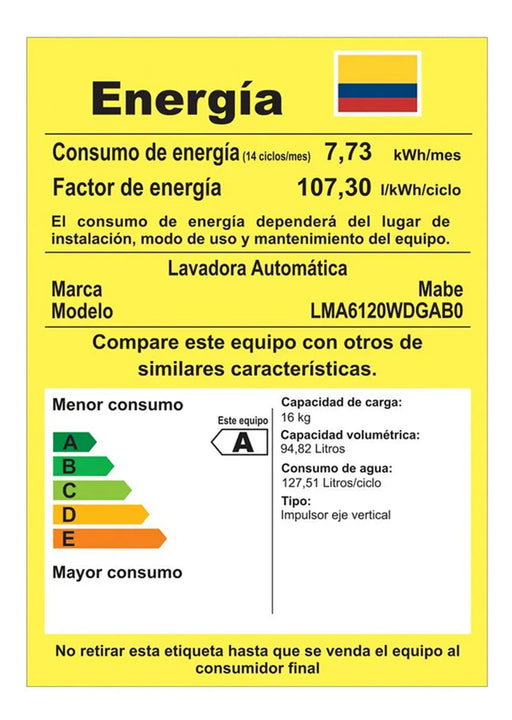 Lavadora automática 16kg diamond gray Mabe LMA6120WDGAB0
