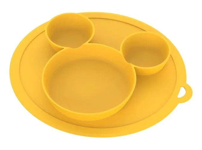 Plato Silicona Bebe Antideslizante Libre Bpa Color Amarillo