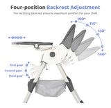 Silla Alta Plegable 6 En 1 Para Bebé Con Ruedas Ajustable