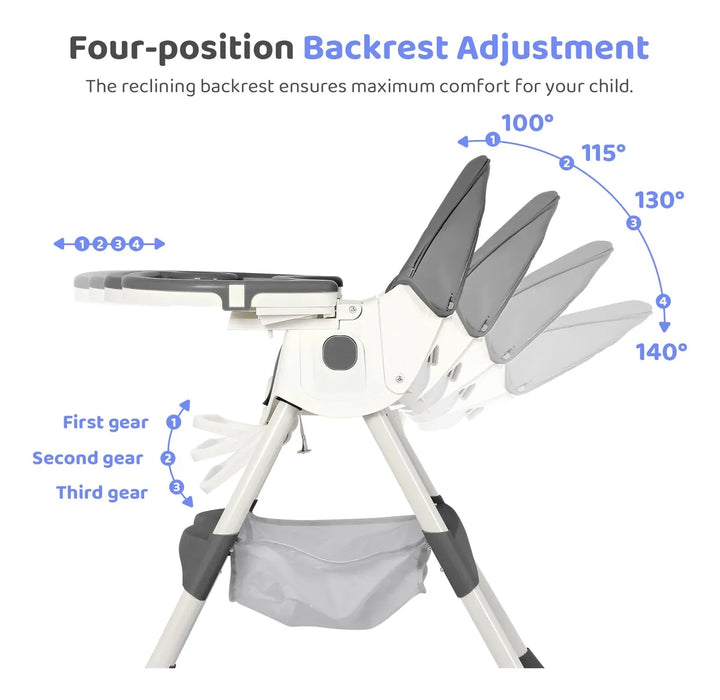 Silla Alta Plegable 6 En 1 Para Bebé Con Ruedas Ajustable