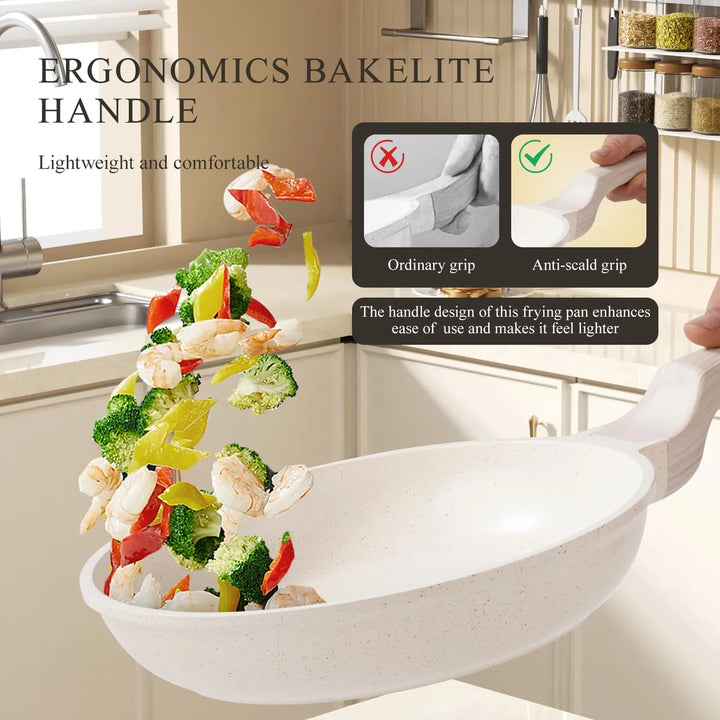 Sartén De Cerámica Antiadherente Blanca 20 Cm Para Inducción