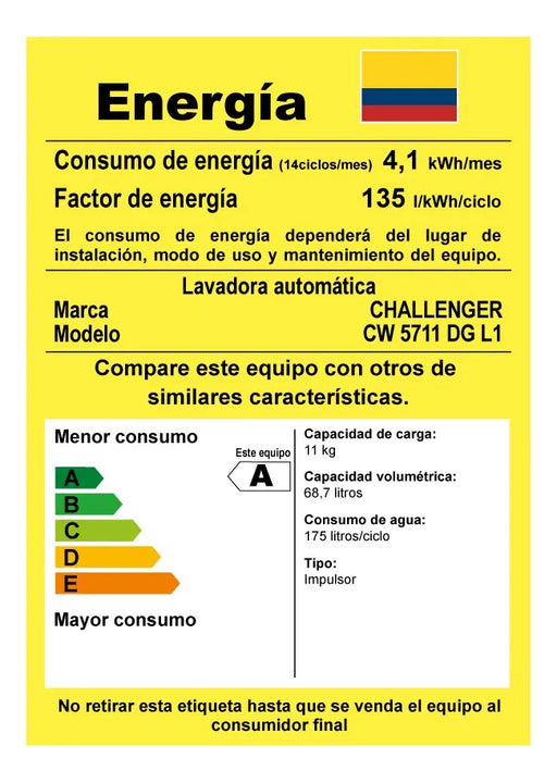 Lavadora Automática Challenger Ref. Cw 5711 Dg Color Dark gray