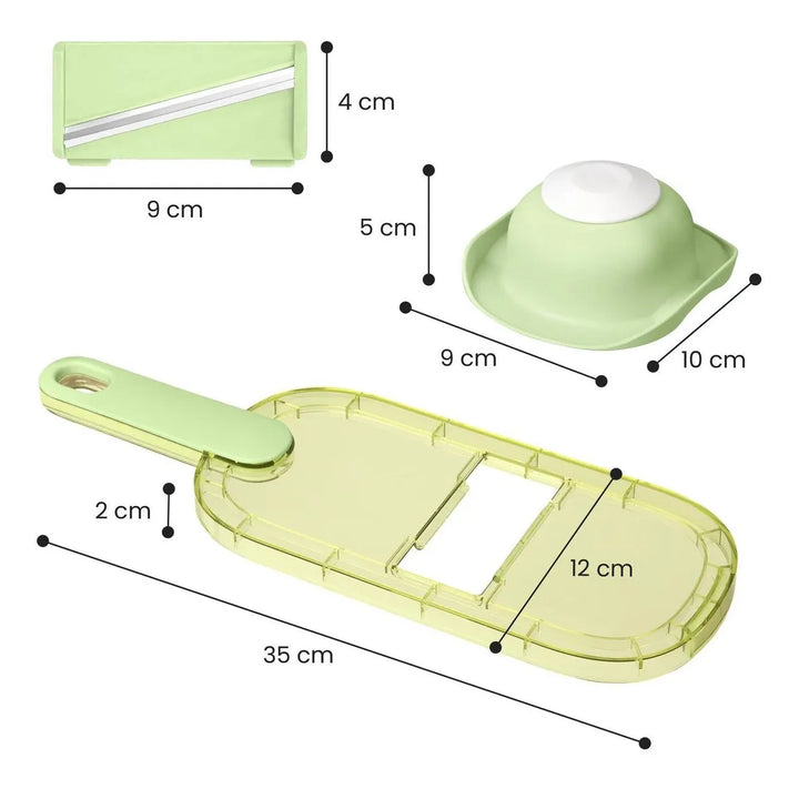 Combo X2: Pelador Y Rallador Verduras Protector 6en1 Chefmas Verde