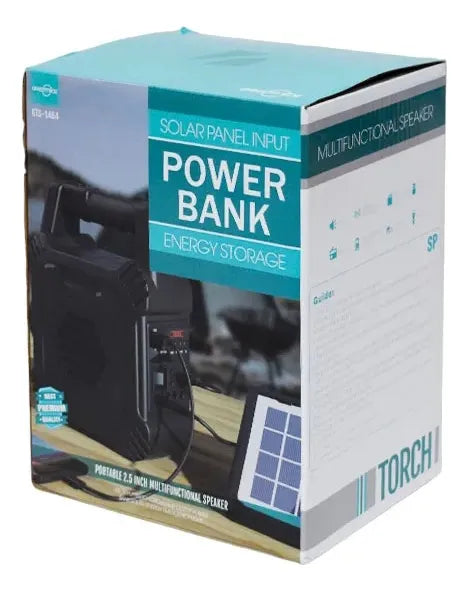 Bocina Bluetooth Portable 2.5 Panel Solar Lámpara Power Bank Negro