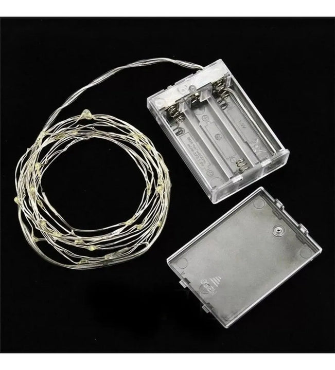 Alambre Micro 60 Led 3m Hilo Pilas Fijo Luz Hada Color Supli Multicolor, Verde, Rosado, Cálido, Rojo, Blanco, Azul, Fucsia