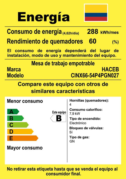 Estufa De Empotrar Haceb Inox 66x54 Cm Platina A Gas Natural Color Gris