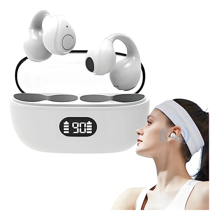 Audífonos Conducción Ósea De Clic Inalámbricos Bluetooth Color Blanco