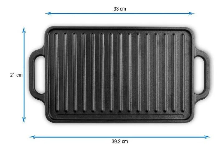 Plancha Para Asar De Hierro Fundido 33 X 21cm 32425 Color Negro