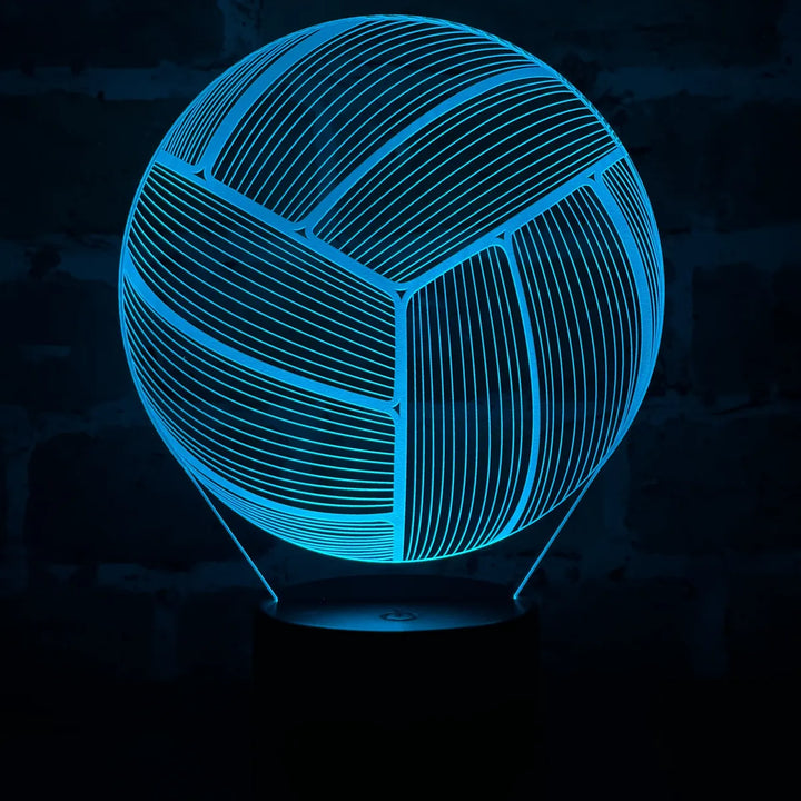 Lámpara De Noche Led 3d Balon Voleibol Regalo Holograma - Negro