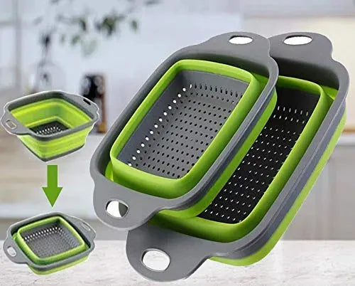 Colador De Cocina Plegable Brandobay De Fácil Almacenamiento Verde