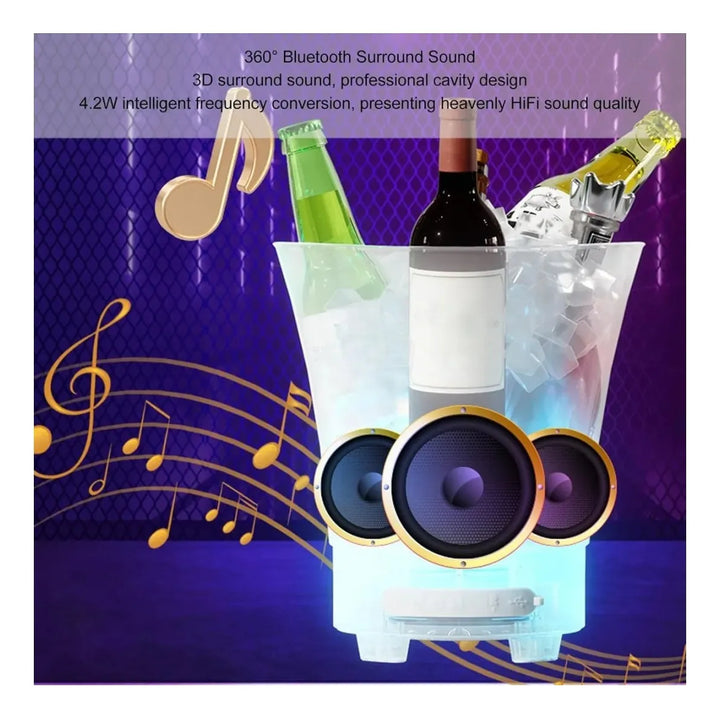 Parlante Bafle Portatil Hielera Cubeta Luces Bluetooth Usb Blanco