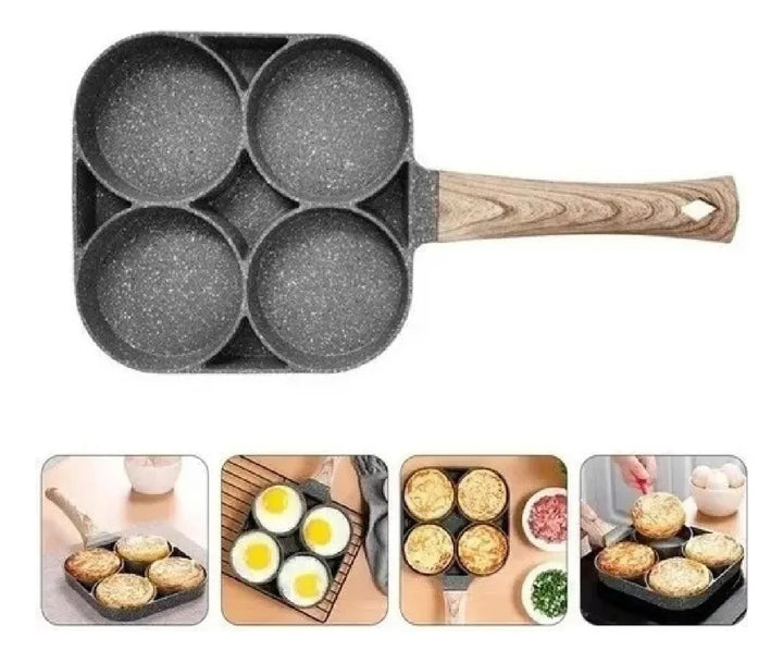 Sarten Antiadherente En Ceramica 4 Puestos En 1 Color Gris Gris Oscuro