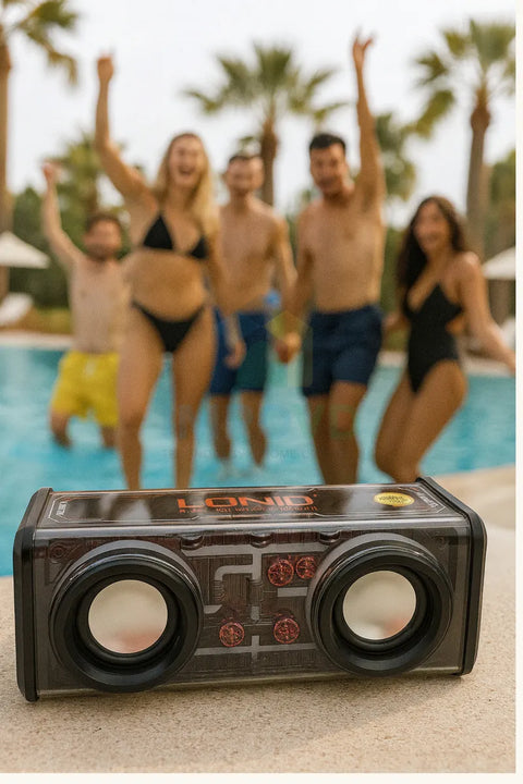 Bocina Portátil Ligero Bluetooth Tws Altavoz Inalámbrico Recargable Parlante Ldnio Luces Led Rgb Sonido Estéreo Graves Potentes Reproductor Música Negro Compacto Duradero