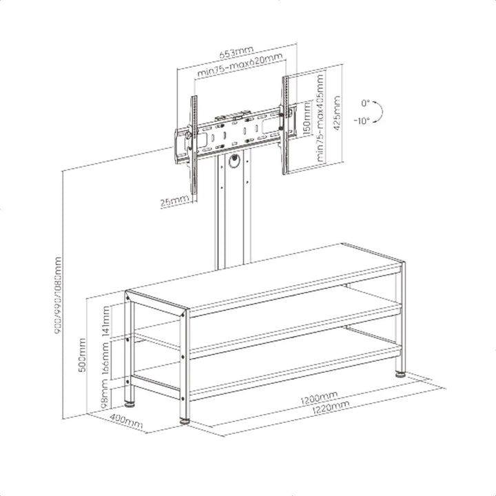 Soporte Tv 37''»70''/40kg + Mueble 3 Estantes Techgo Mstv-1s Marrón
