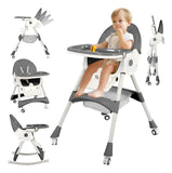 Silla Alta Plegable 6 En 1 Para Bebé Con Ruedas Ajustable
