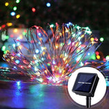 Luz Led De Navideña Recargable Con Panel Solar 100 Leds New Cálida