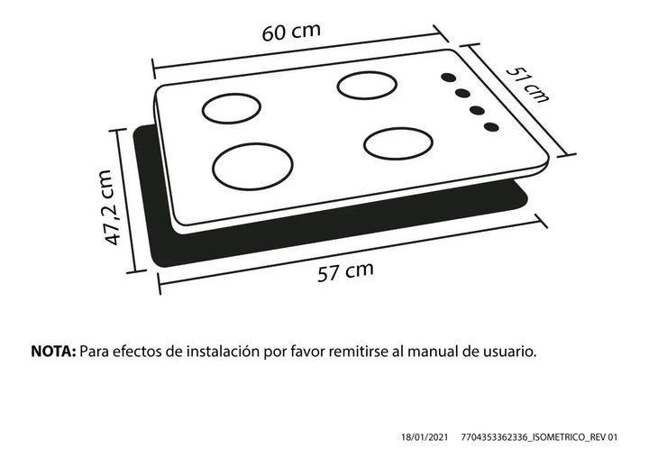 Estufa De Empotrar Esmaltada 60x50 Cm Gas Natural Haceb Color Negro