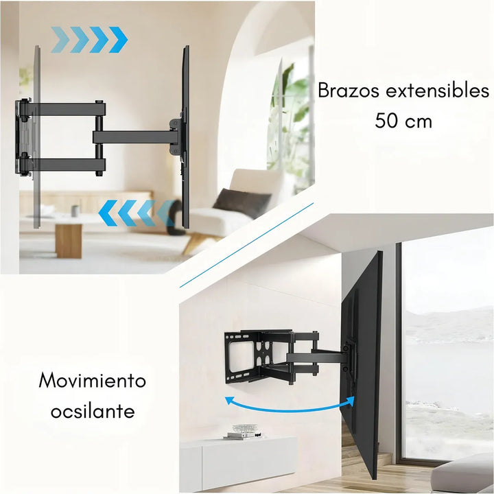 Soporte Tv Pared Doble Brazo 40-80 Pulgadas Vesa Articulado Color Negro