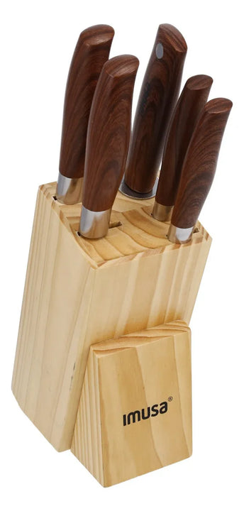 Bloque Cuchillos Imusa Talent Madera 4 Cuchillos + Afilador Color Marrón