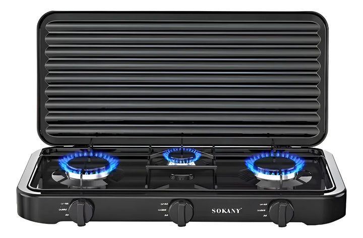 Estufa De Gas Sencilla 3 Boquillas Sk-6003 Sokany 5.5wk Negro