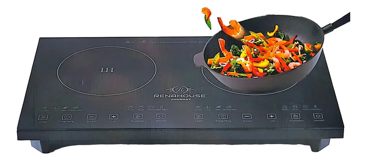 Estufa De Inducción 2 Puestos 1000w Control Táctil 9 Niveles Color Negro