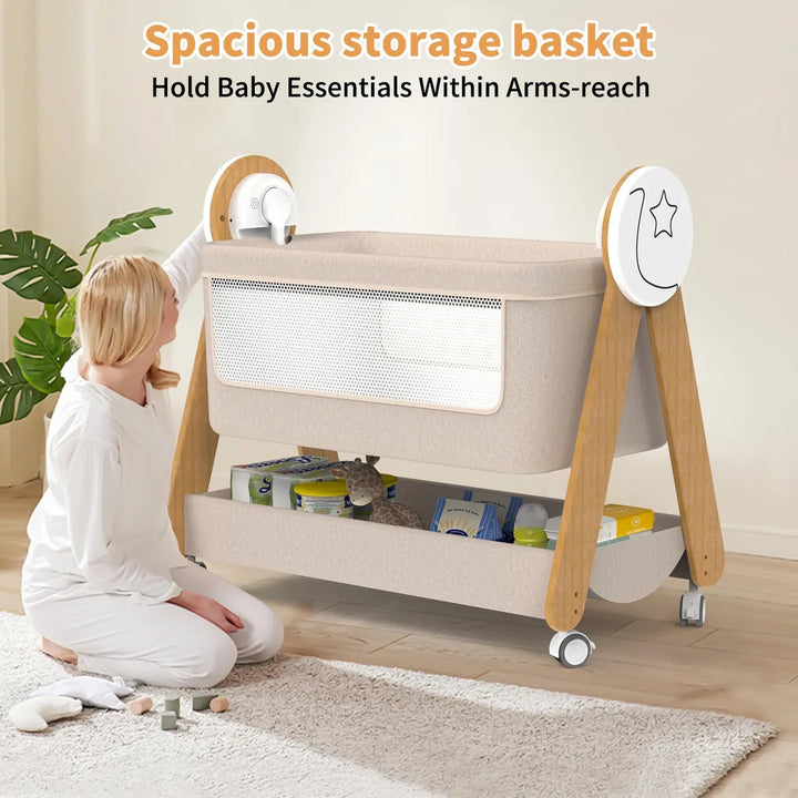 Cuna Mecedora Para Bebé Portátil Con Control Remoto Y Blueto